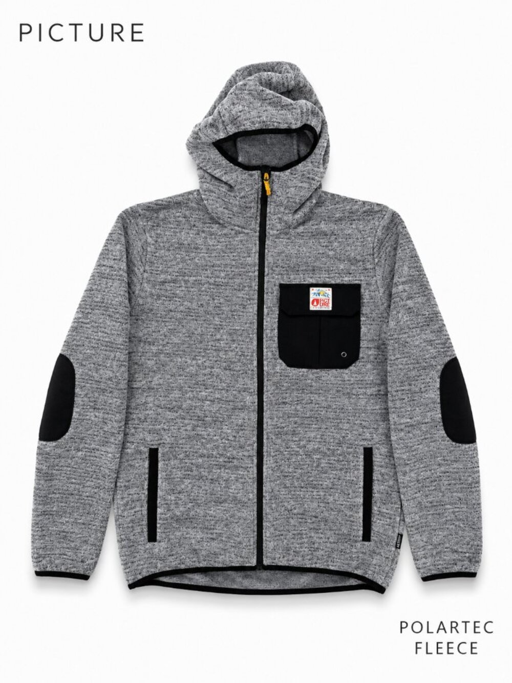 Picture Organic Marco Polartec Hooded Fleece Jacket Gray Men's Large